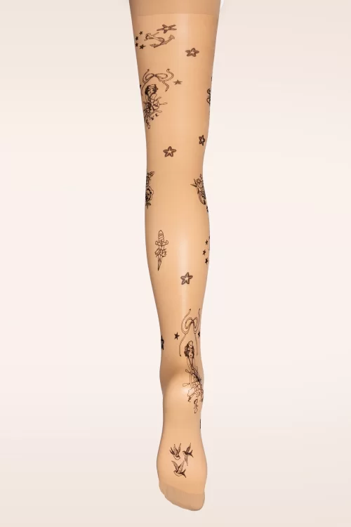 Pamela Mann Tattoo Sailor Girl panty in neutraal