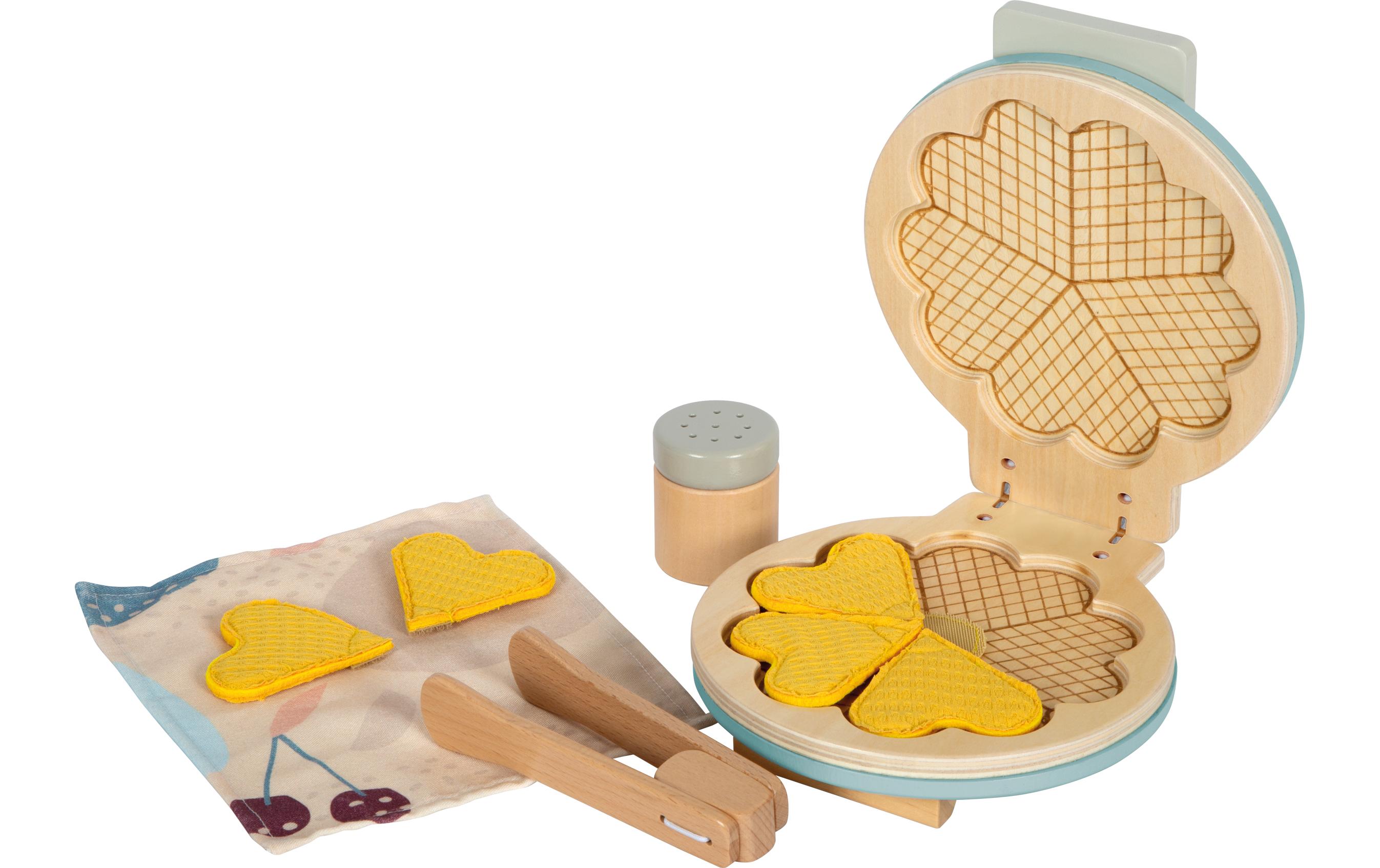 Waffeleisen-Set tastyWaffeleisen-Set in hellem Rauchblau und mit viel naturbelassenem Holz