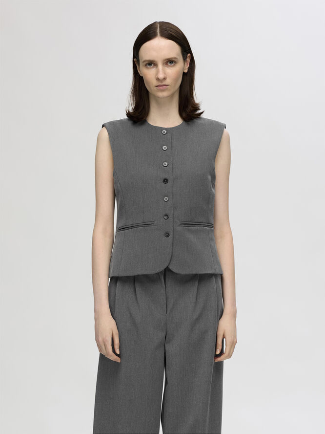Selected Femme SLFPIYA FITTED VEST Grå