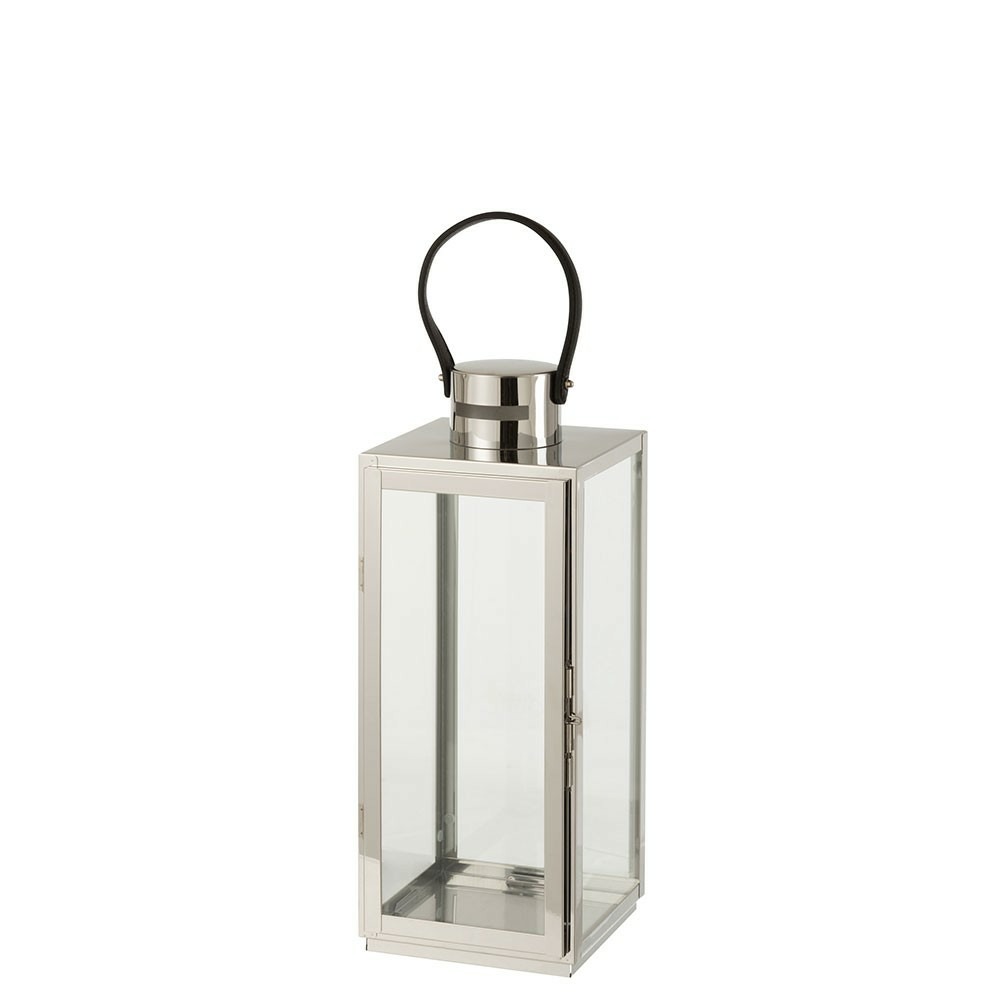 Lanterne carree metal/verre argent