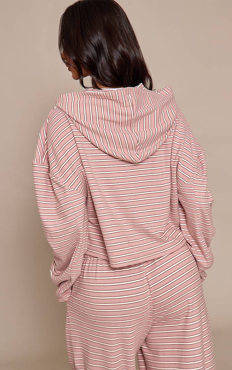 Rose Veste Zippée Petite Taille En Polaire Douce À Rayures Roses