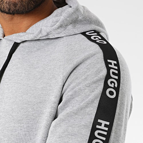 Sweat Capuche A Bandes Sporty Logo 50497003 Gris Chiné