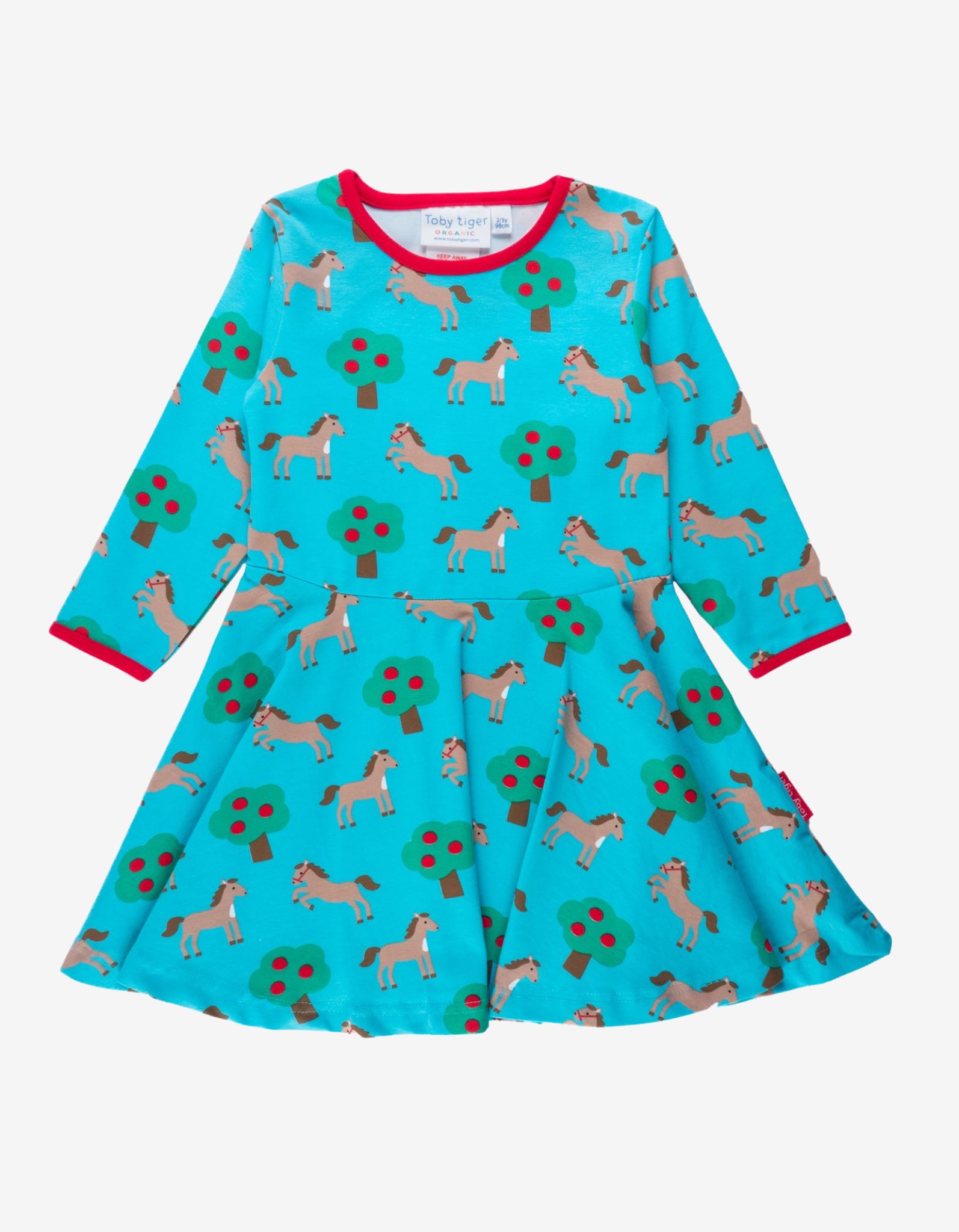 Toby Tiger Skater Kleid mit langen Ärmeln und Pferde Print
