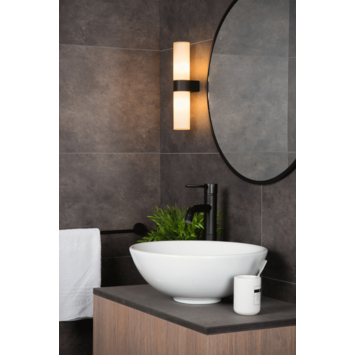 Lucide badkamer wandlamp 2-lichts Jesse IP44 zwart