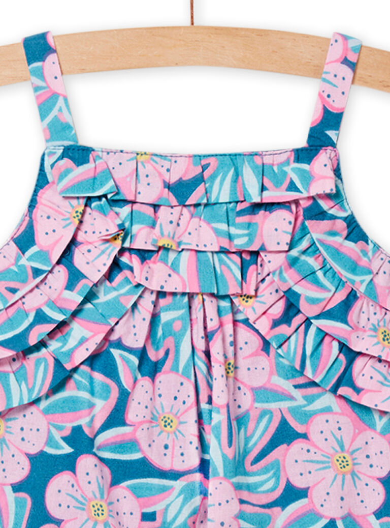 Robe bleu pétrole à imprimé fleuri bébé fille