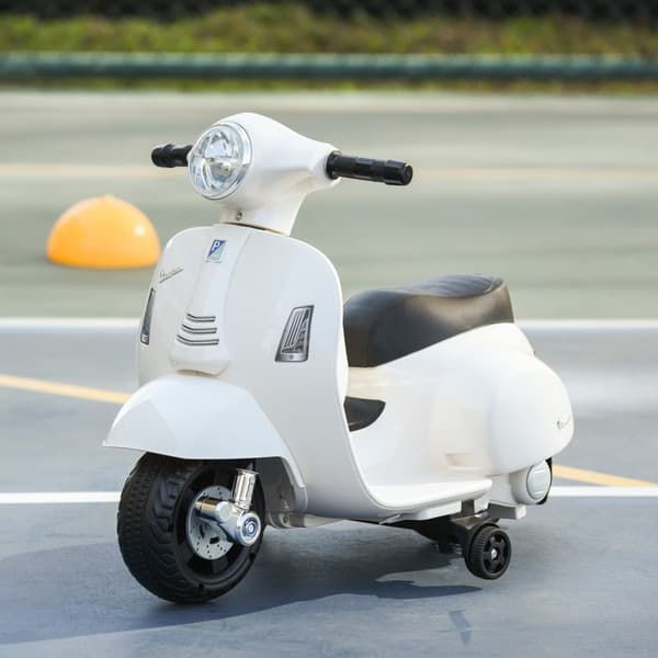 Vespa Elmotorsykkel Barnemotorsykkel, 18-36 Mnd, 3 Km/T, Led Lys & Lyd, Pp Plast & Metall, Hvit, 66,5X38X52Cm