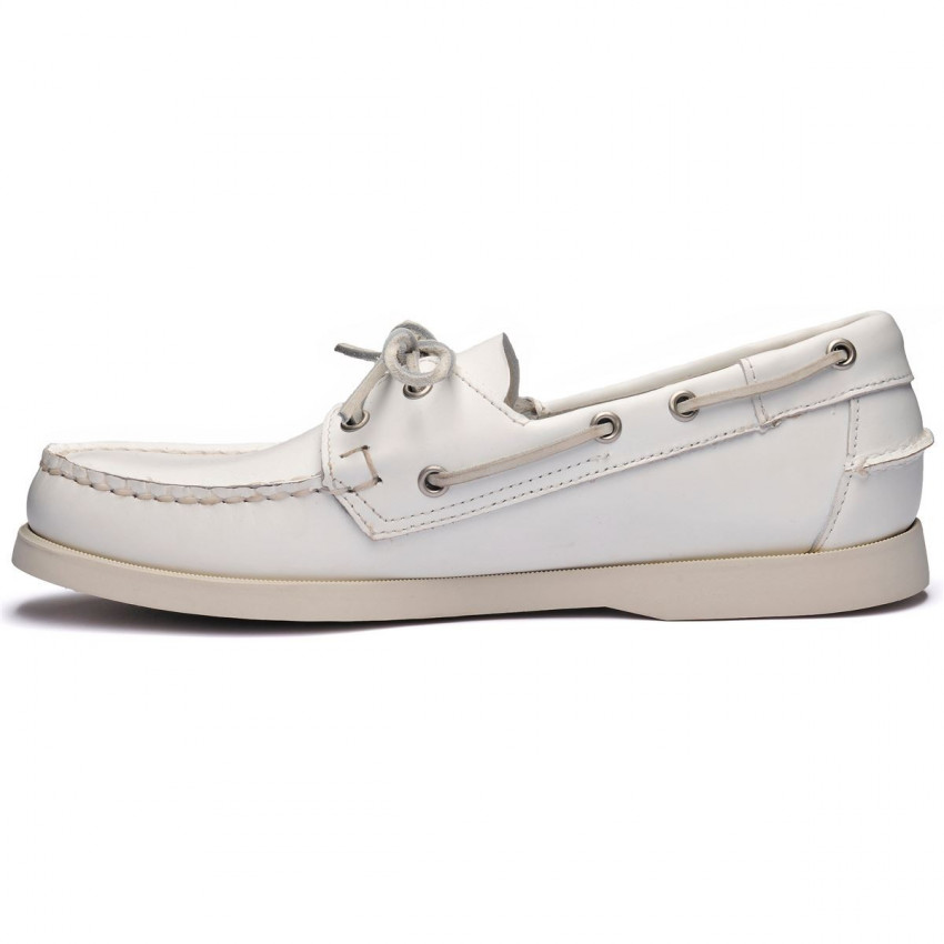 DOCKSIDES CUIR White-Chaussures bateau pour homme en cuir blanc Portland