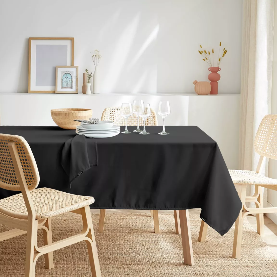 Nappe rectangulaire anti tache (140 x 250 cm) Elise Noire