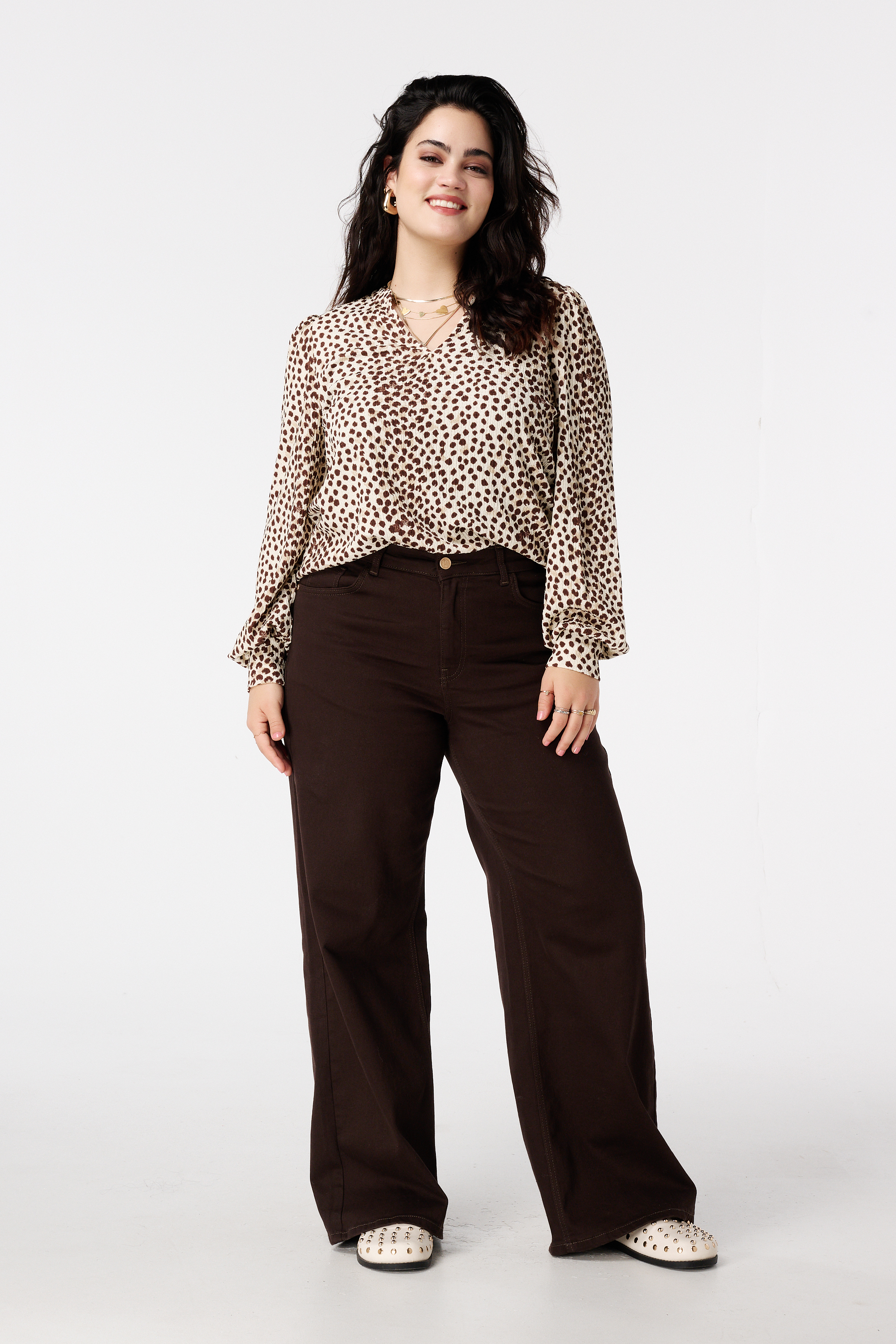 Top met sierlijke print Multi brown
