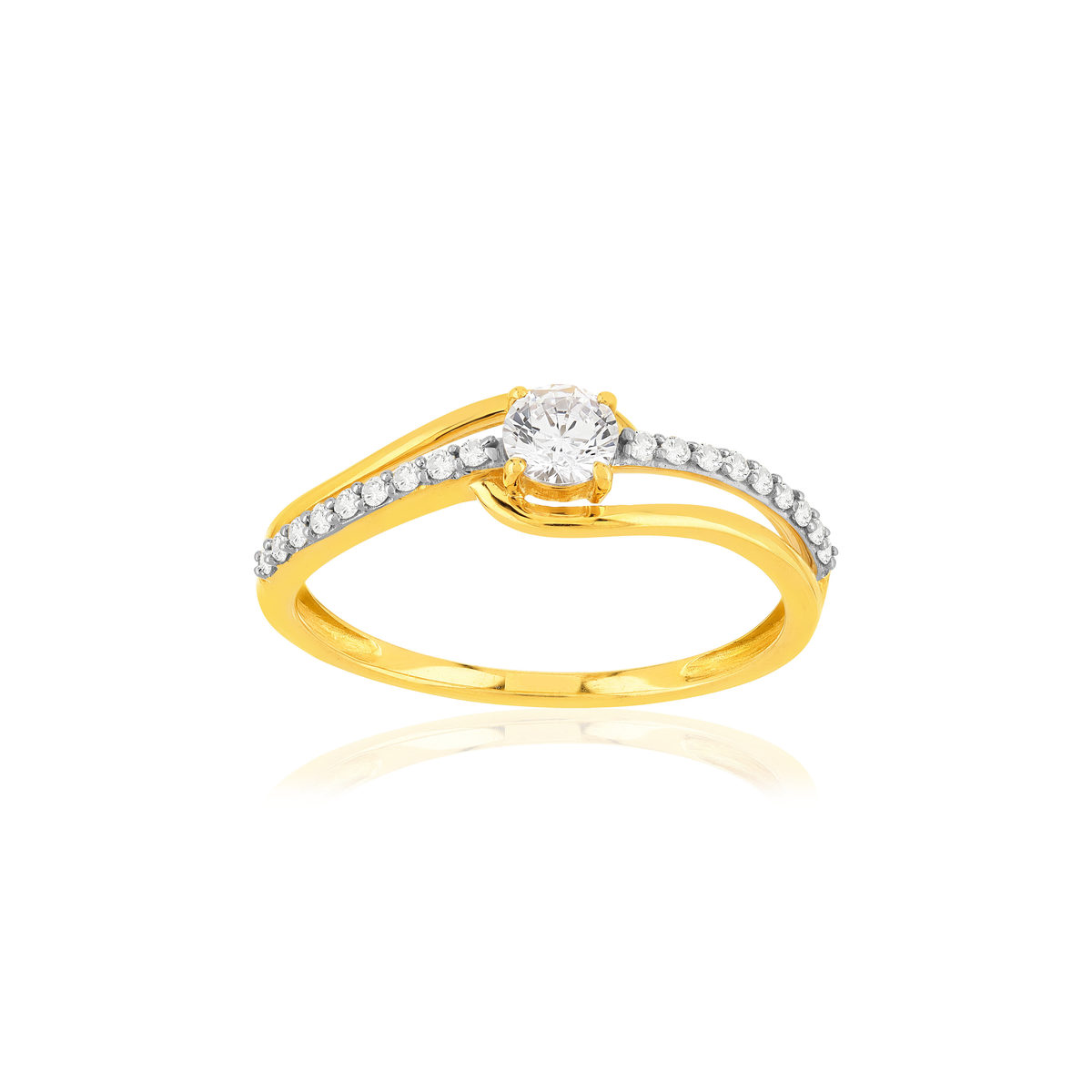 Bague or 375 2 tons zirconias