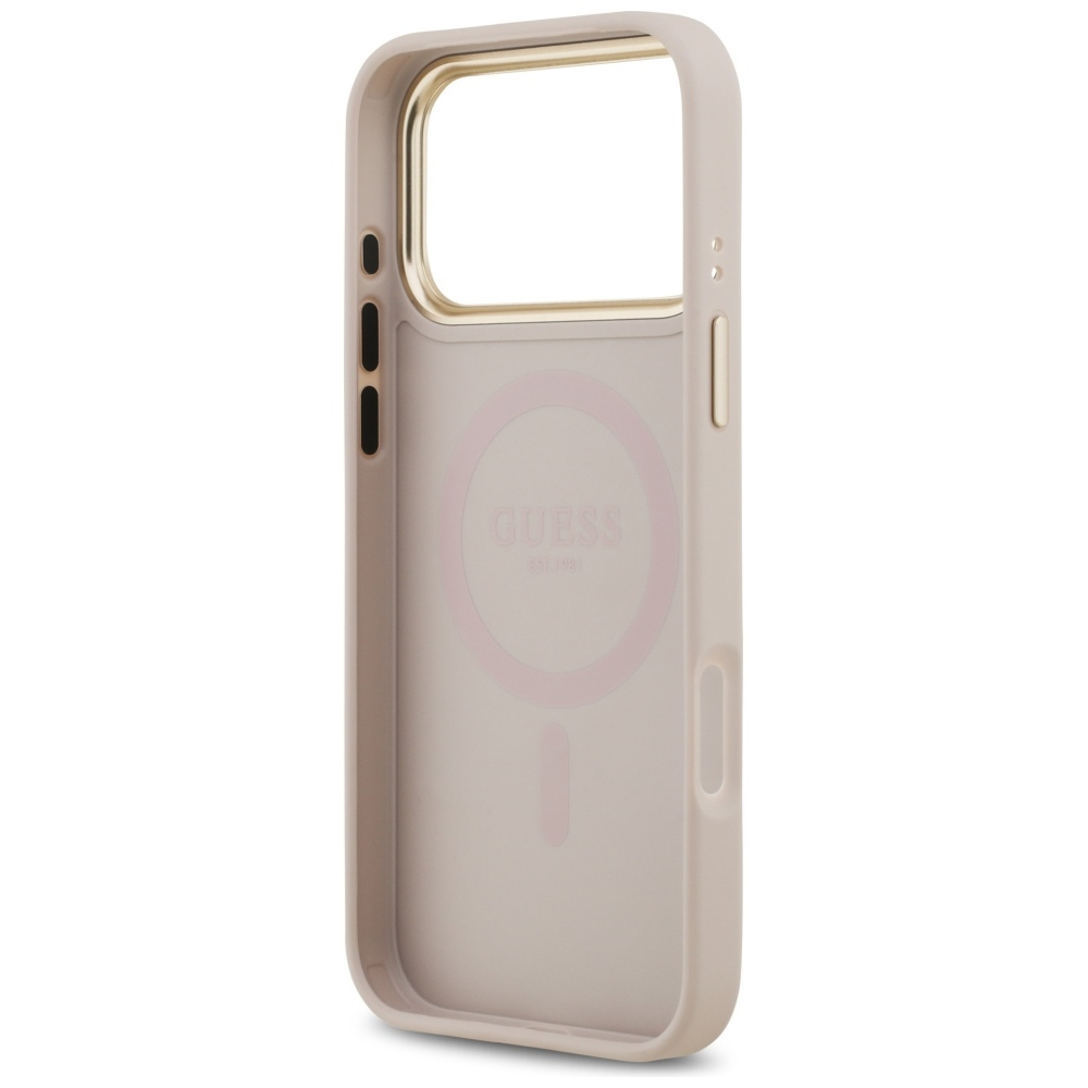 iPhone 17 Pro Max MagSafe Leder Hardcase Hülle Classic Logo (GUHMP17XP4MSEGCP) - Rosa