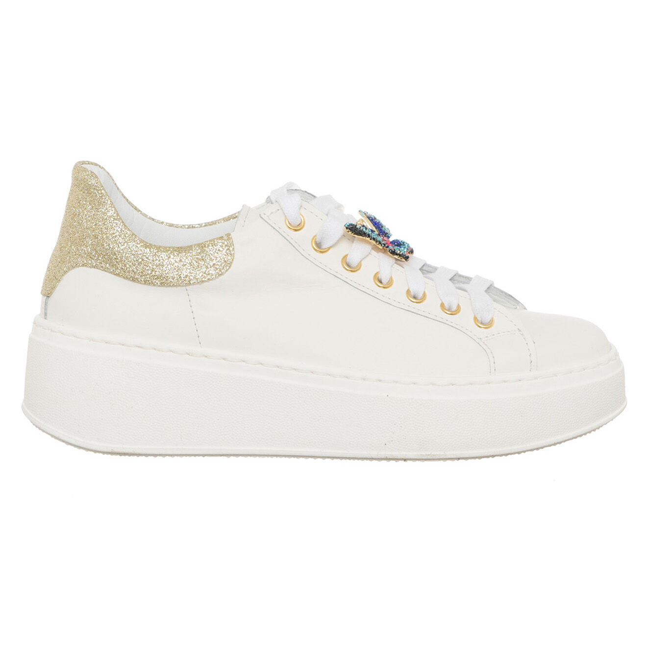 Loretta Pettinari Sneakers en Cuir Oro blanc/doré