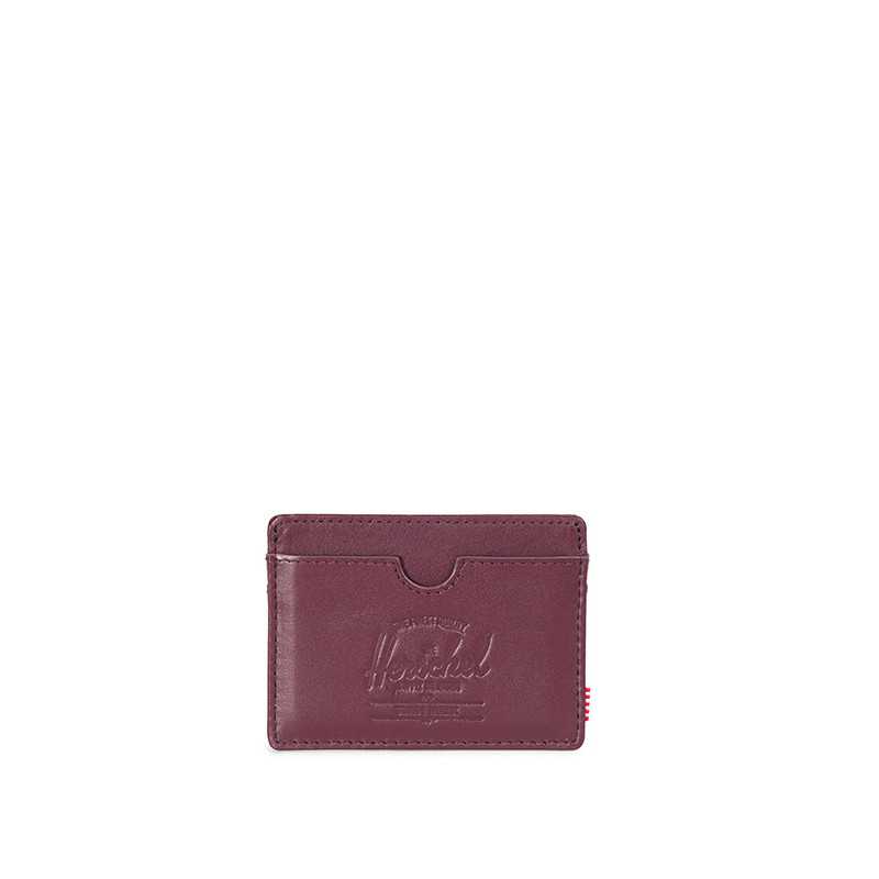 Porte-cartes Charlie windsor wine textured leather