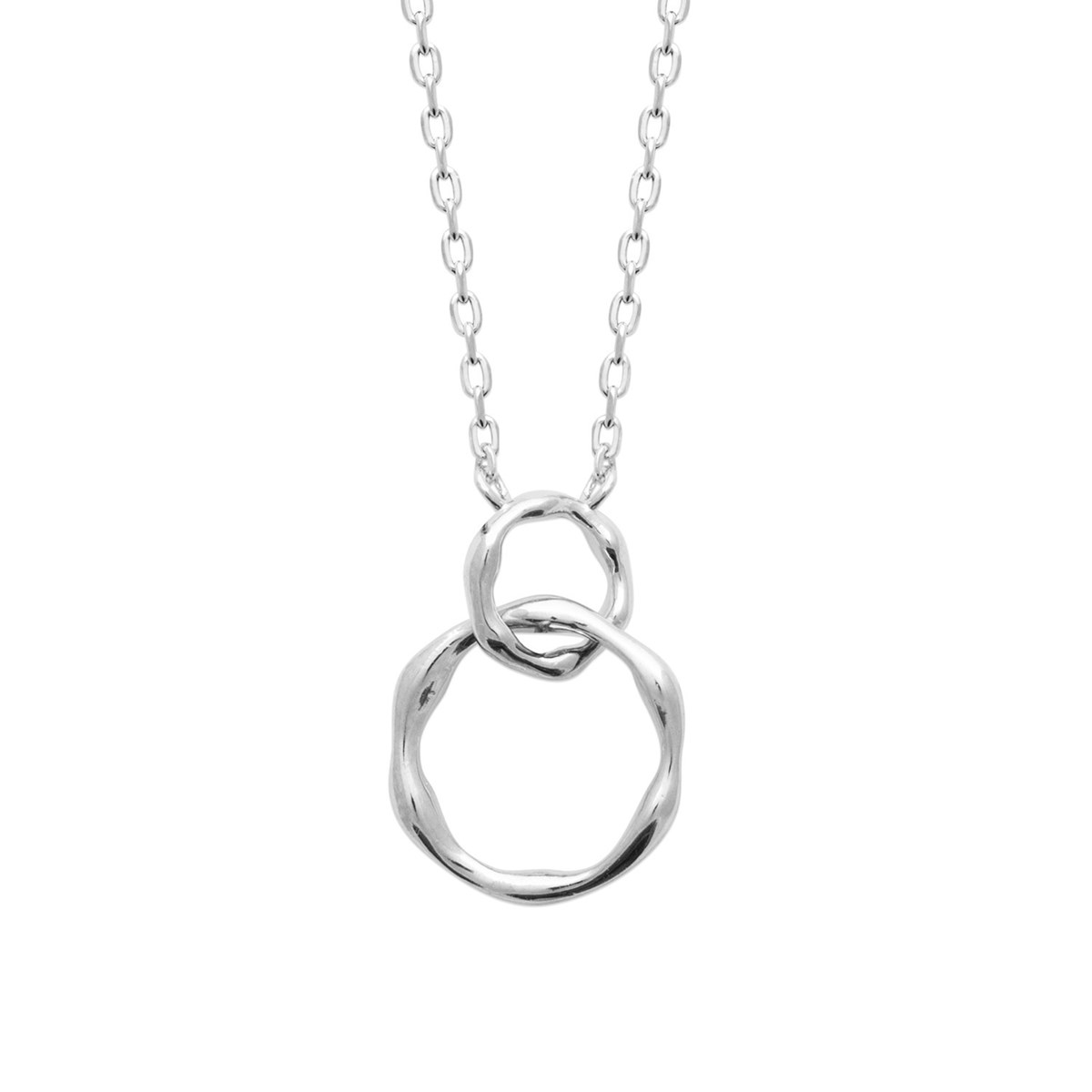 Collier Brillaxis argent rhodié anneaux entrelacés