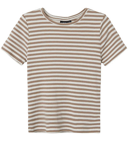 LMTD T-Shirt - NlfDallas - Rib - Mocha Baiser/White STREIFEN