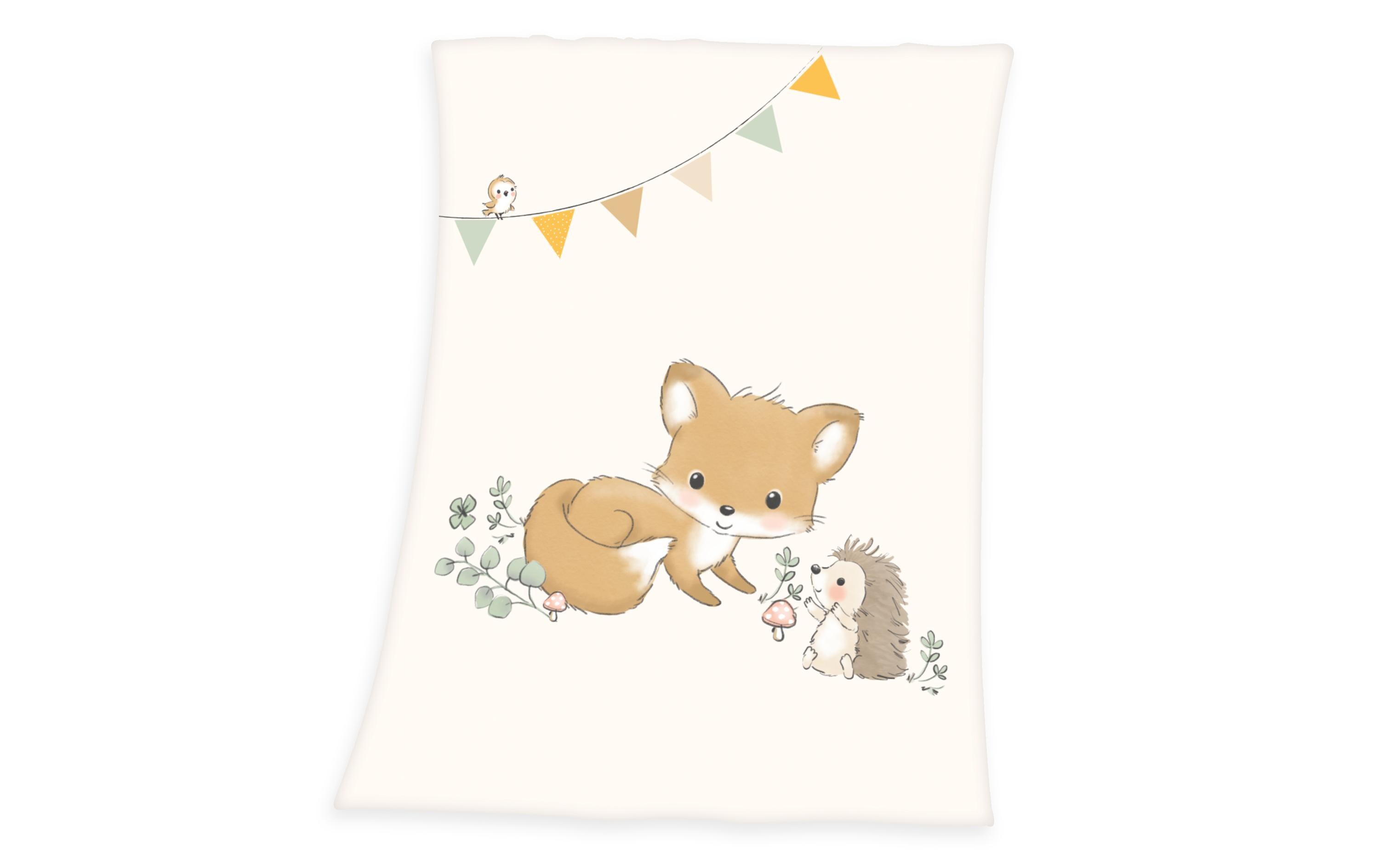 Kuscheldecke Waldfreunde 75 x 100 cmMicrofaser-Flauschdecke für Babys