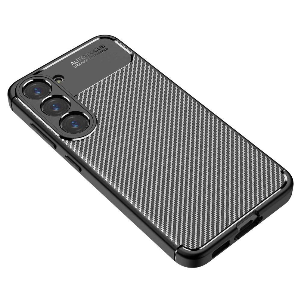 Samsung Galaxy S23 5G Gummi Case Schutzhülle mit Air Cushion Fallschutz im Carbon Look - Schwarz