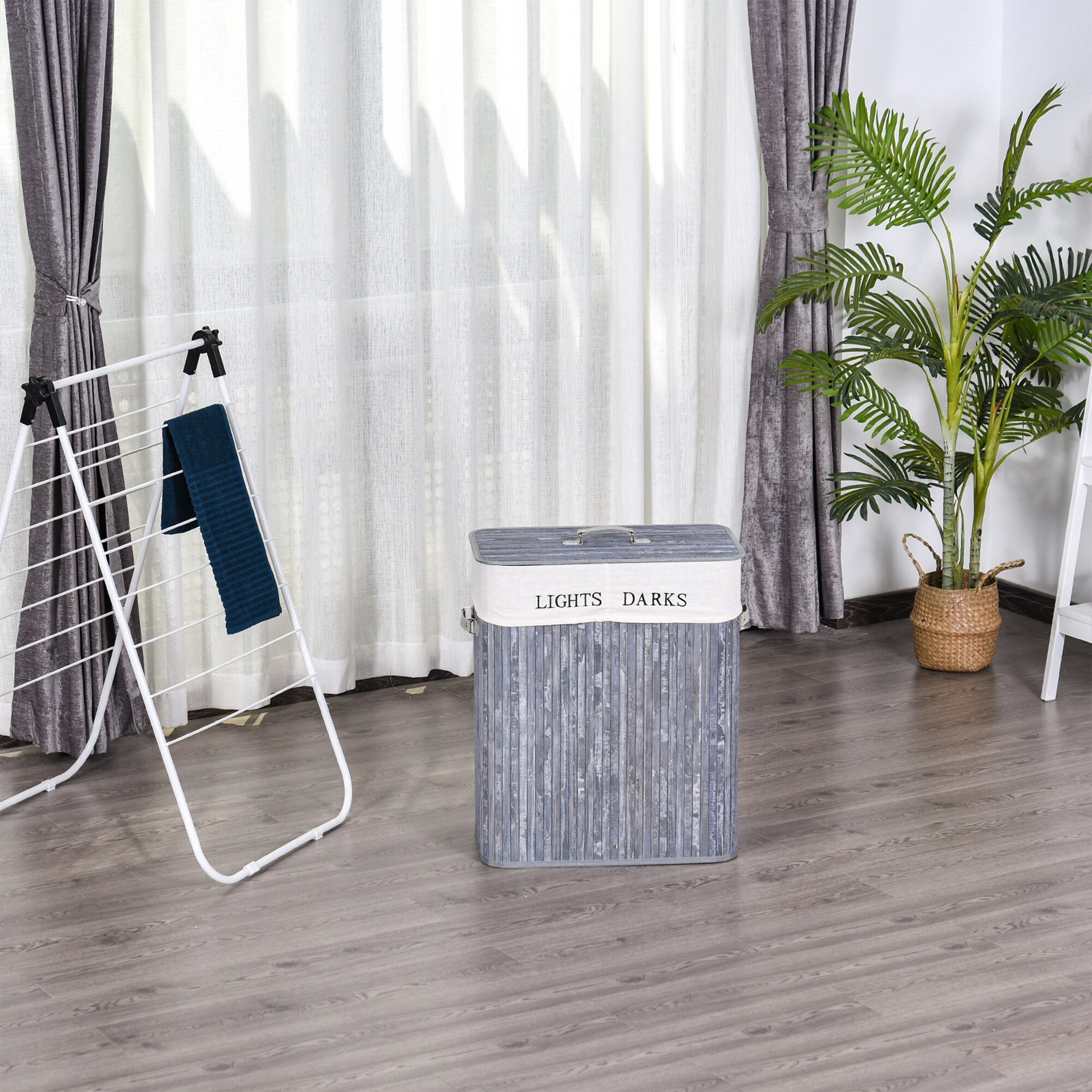 HOMCOM Wäschekorb mit 2 Tragegriffen 52 x 32 x 63 cm (LxBxH)
