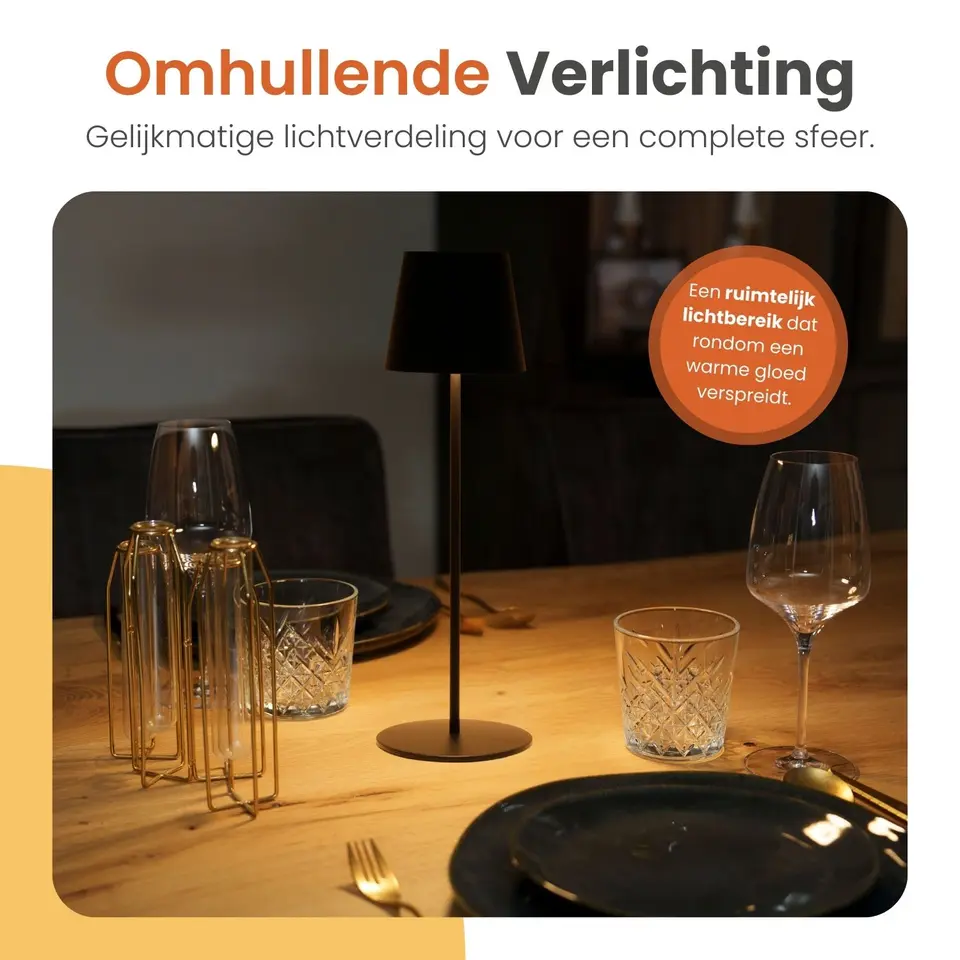 Goliving Chroma Tafellamp Oplaadbaar – Draadloos en Dimbaar – Touch – Nachtlamp
