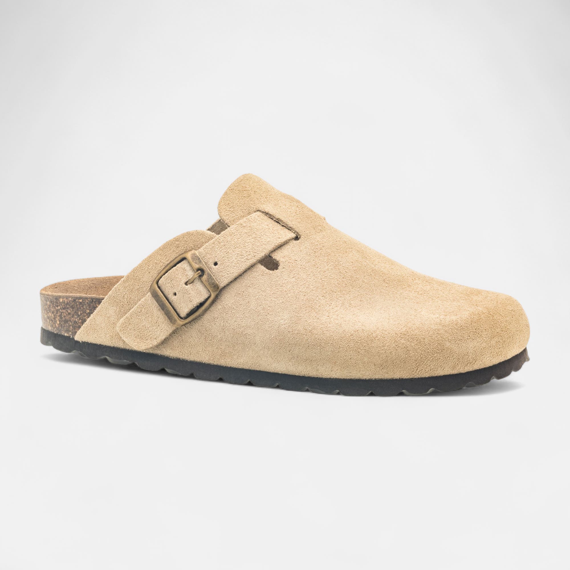 Mules semelle liège Garçon en cuir beige