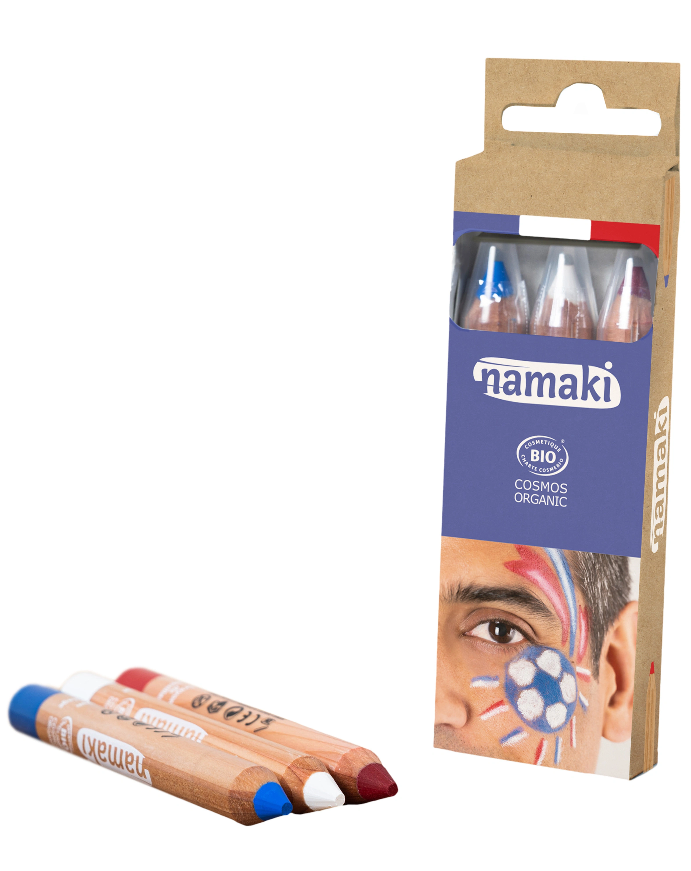 Schminkset SUPPORTER KIT - BLAU/WEIß/ROT 3er-Set