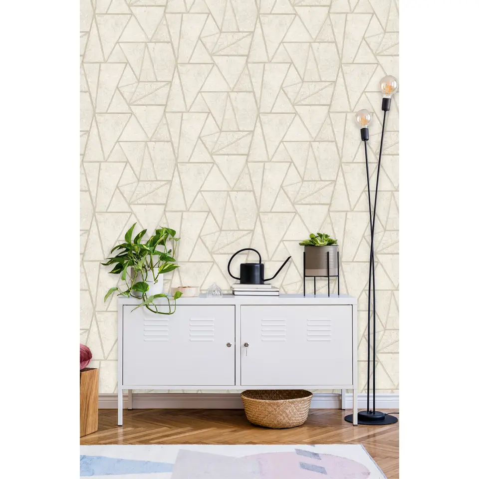 Dutch Wallcoverings - Exposure grafisch beige - 0,53x10,05m