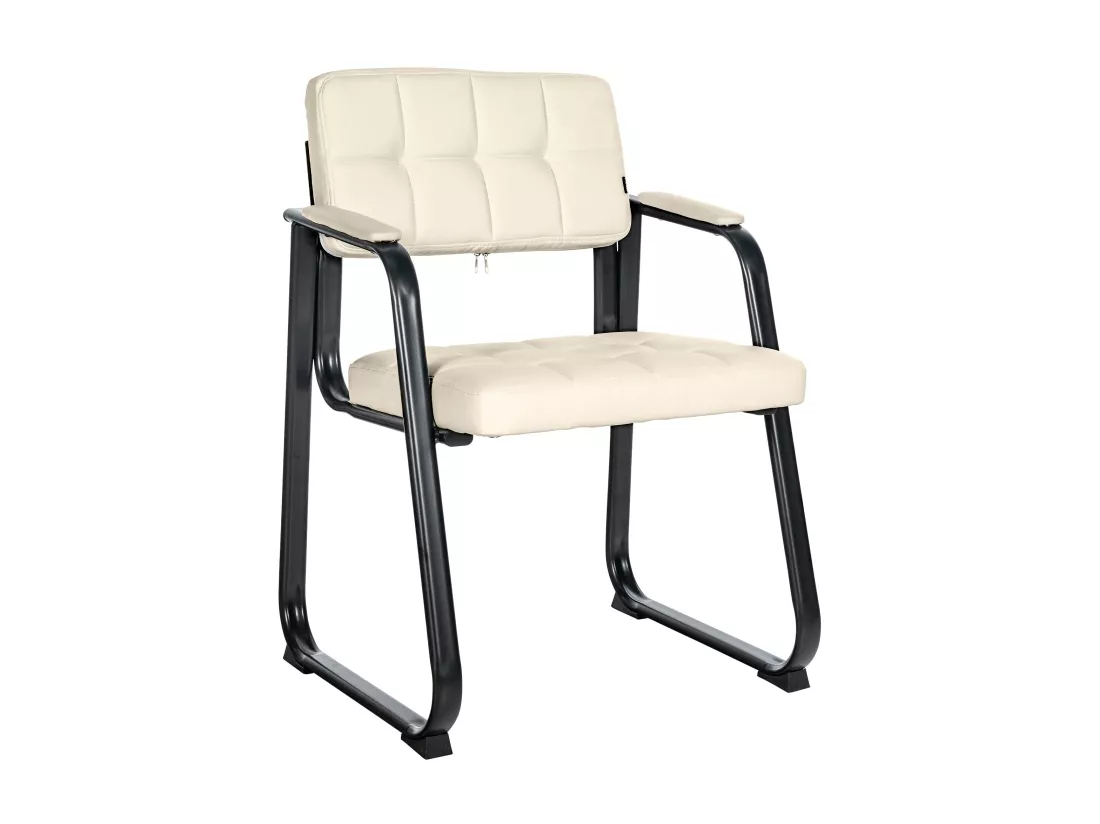 Chaise gondole - Similicuir & Métal noir mat - Crème - Canada B