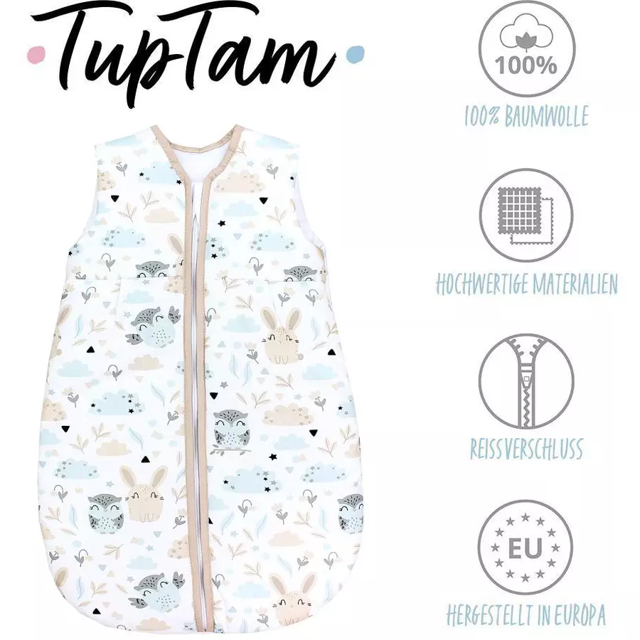 TupTam Baby Ganzjahres Schlafsack Ärmellos Wattiert beigegrau