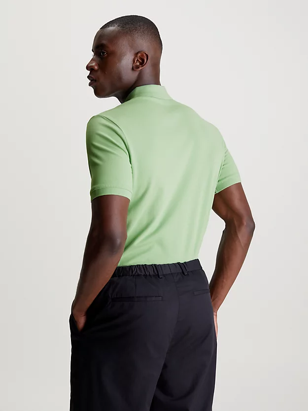 Camisa polo de corte justo com gola elástica em piqué