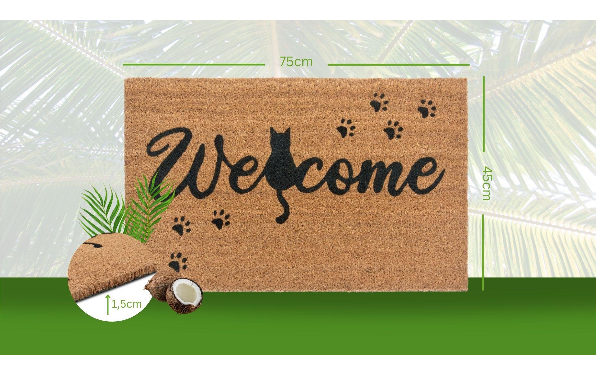 Fussmatte Cat Paws 45 cm x 75 cm, Braun/SchwarzRutschfeste Türmatte