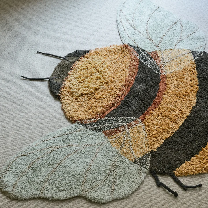 Lorena Canals - Bee waschbarer Teppich, 115 x 150 cm, dark honey / dunkelgrau / chestnut