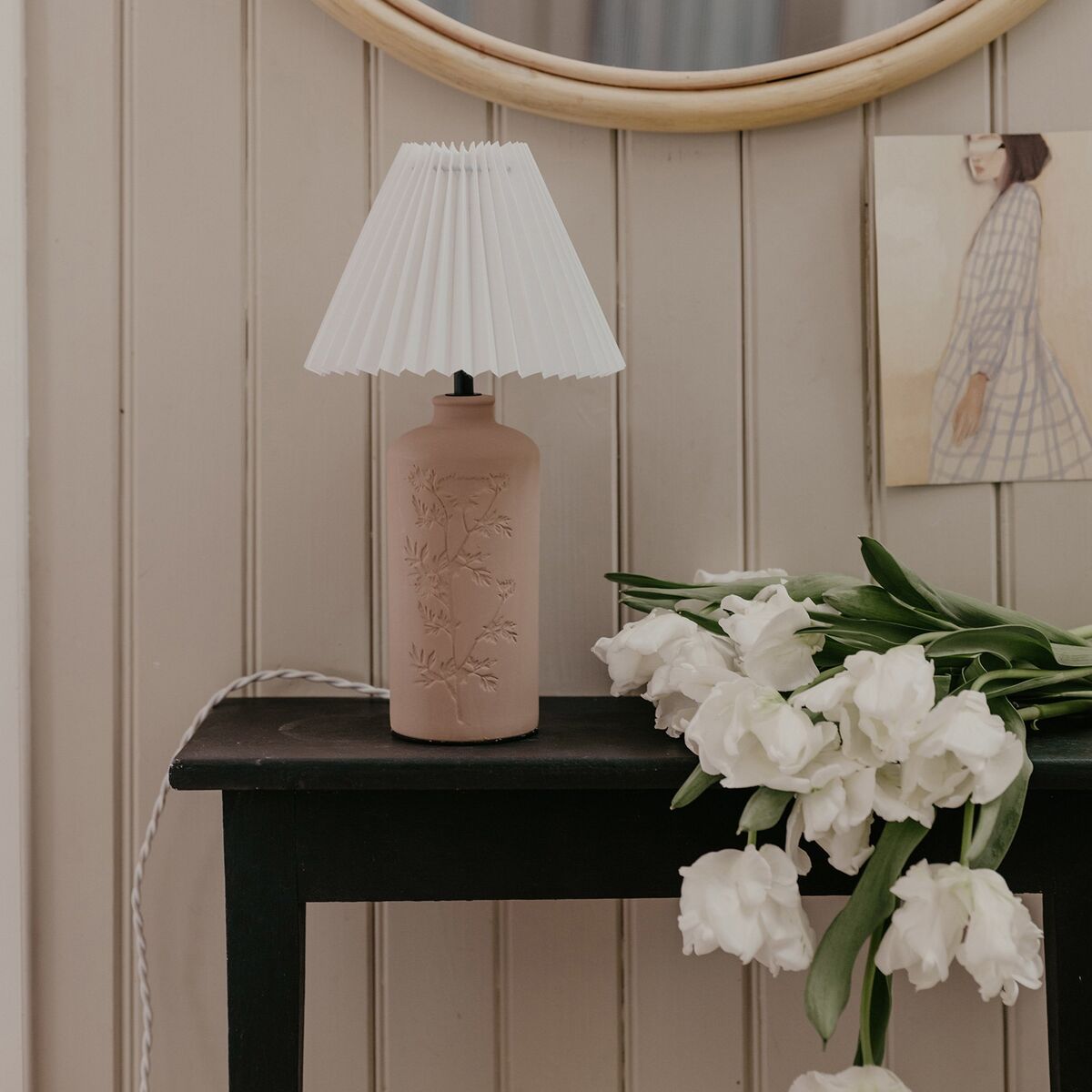 Flora Mud bordlampe, 39 cm