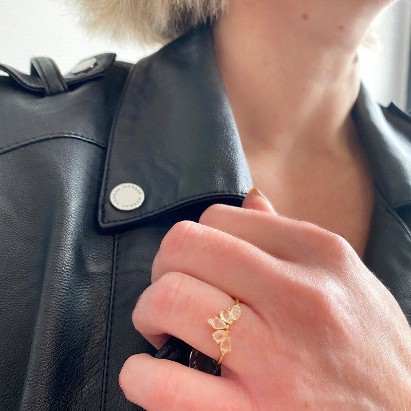 Bague ajustable en argent 925 Quartz Rose