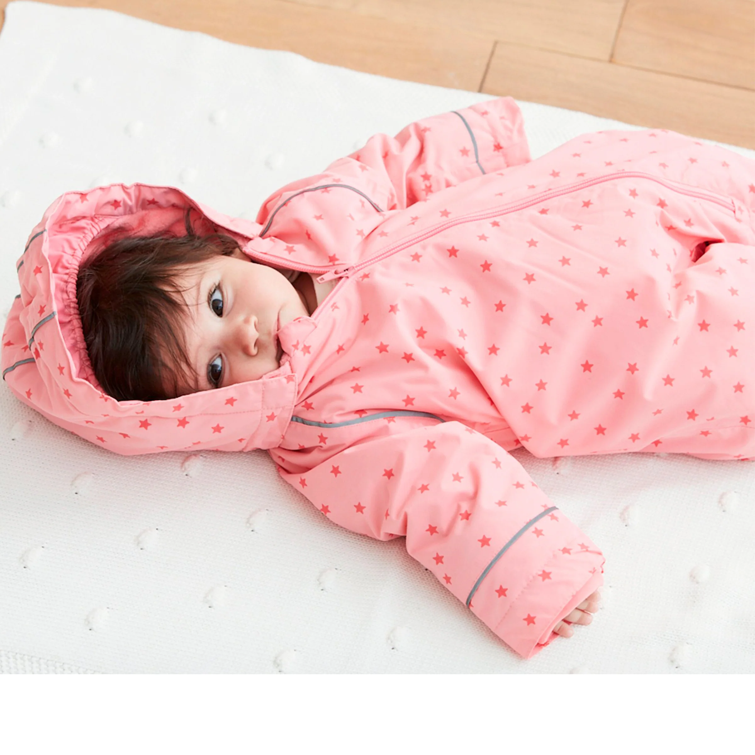 Bornino Schneeoverall mit Kapuze Sterne rose
