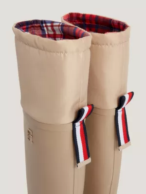 Botas de borracha acolchoadas com forro xadrez