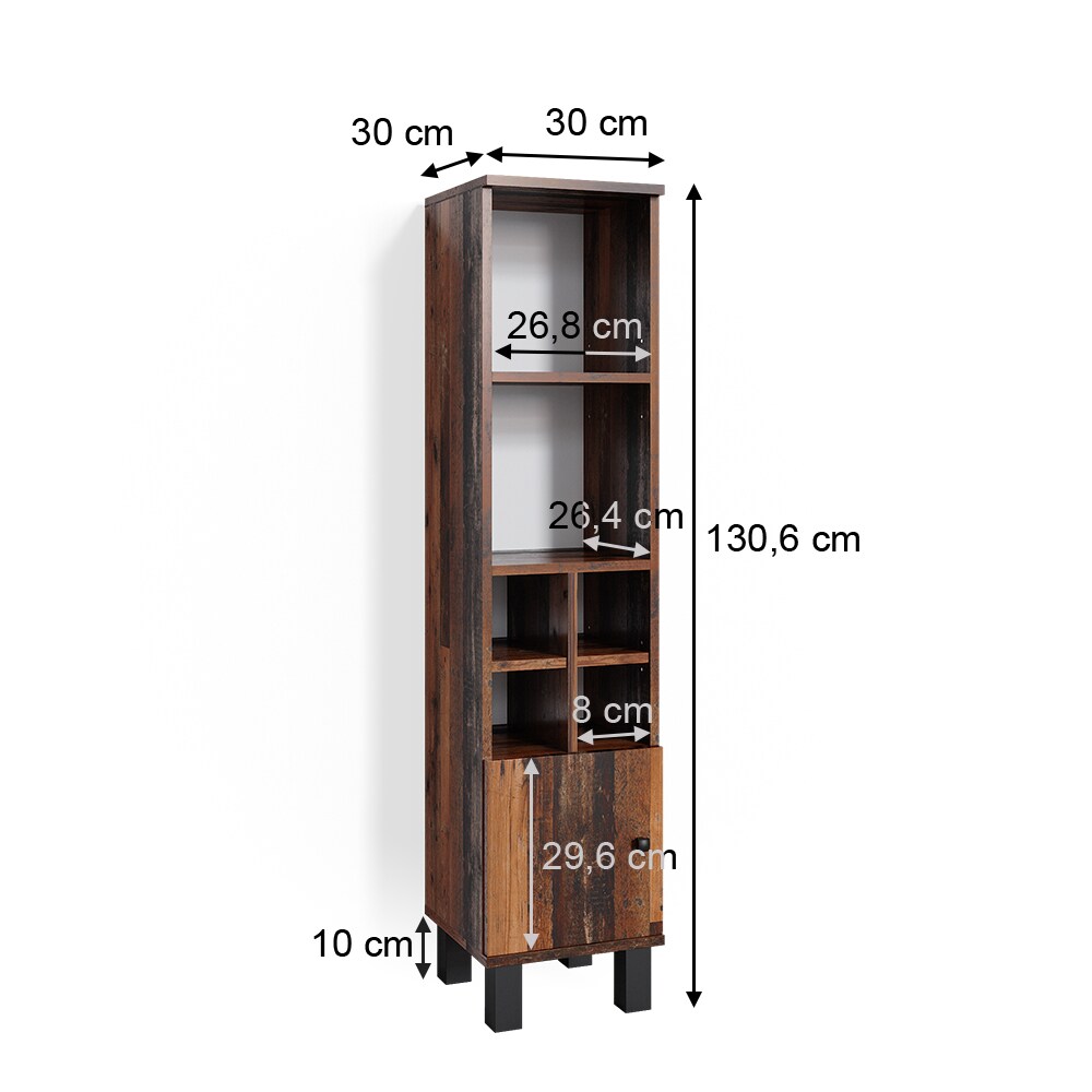 Vicco Midischrank Hochschrank Badschrank Fynn Old Style kleine Tür Badmöbel