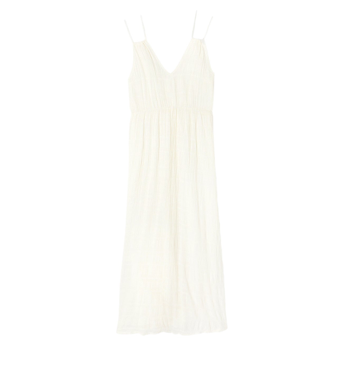 Robe mi-longue à bretelles - Ecru