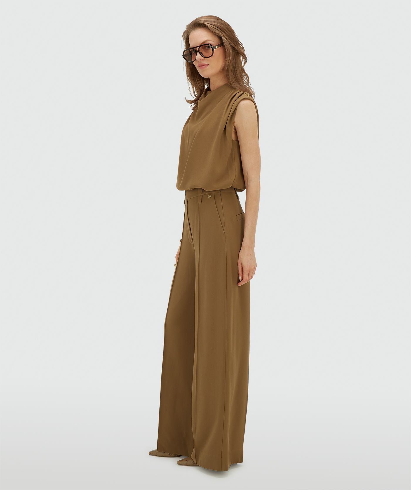 JV-ESSA high waisted wide leg pantalon - khaki