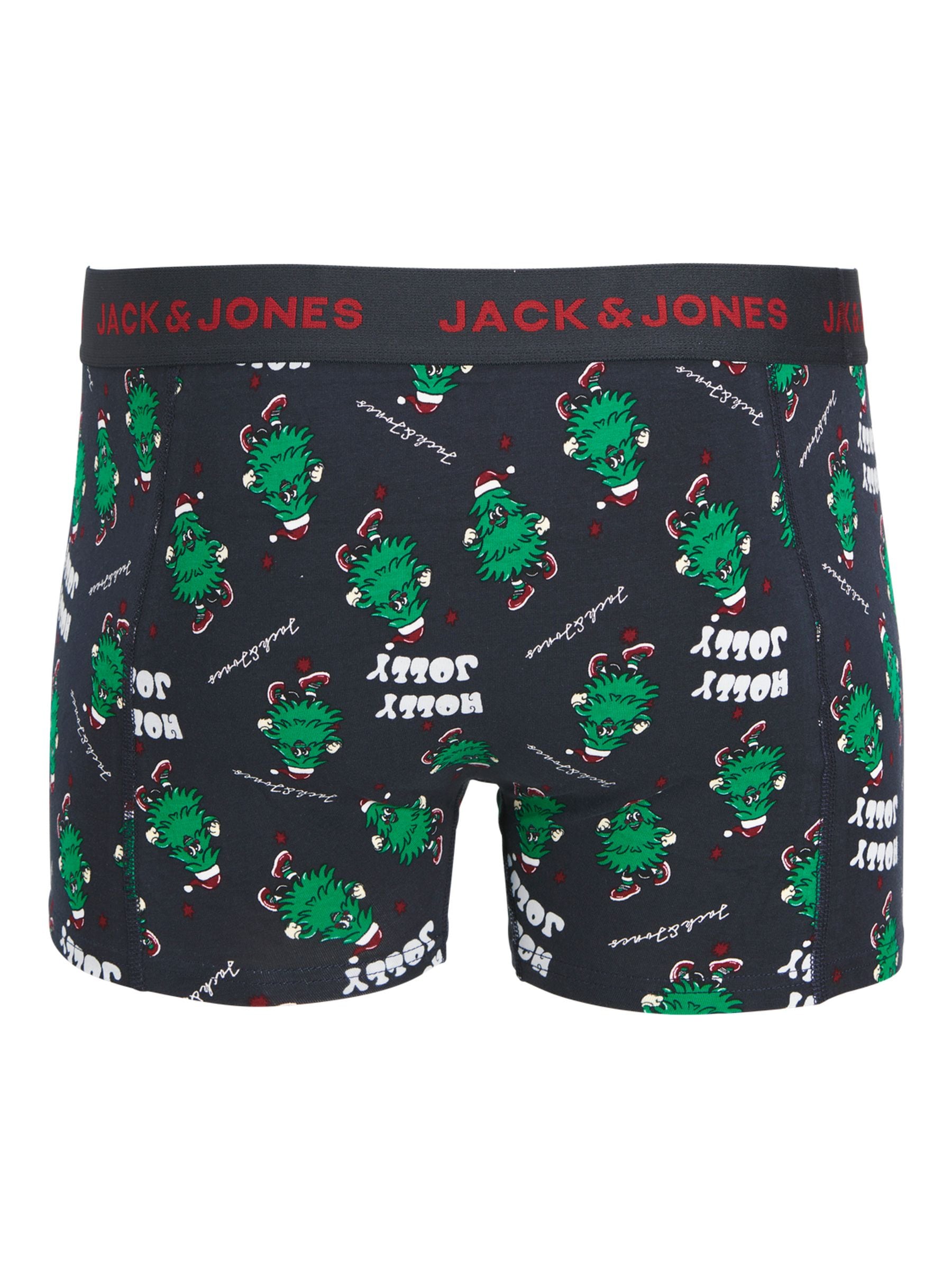 Blauw - Jack & Jones cadeauset van boxershorts en sokken met kerstrendier