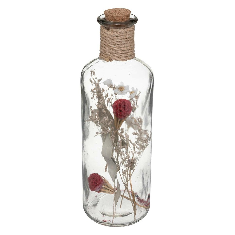Fleurs séchées dans bouteille en verre d 9 x h 28 cm