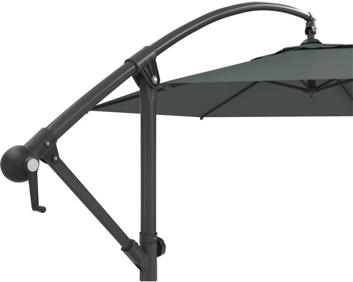 Soluna Lyon zweefparasol, Ø 300 cm, donkergrijs, inclusief kruisvoet