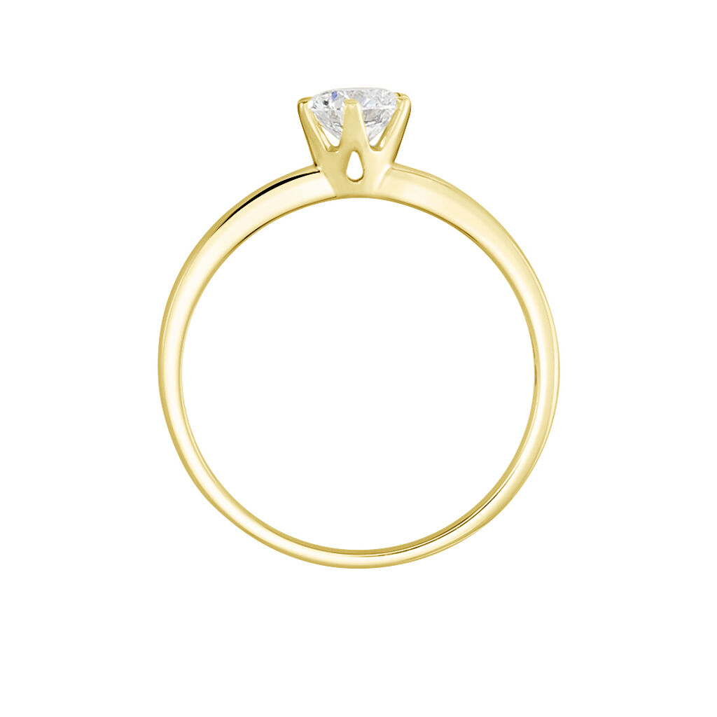 Bague Solitaire Or Jaune Diamant Synthetique