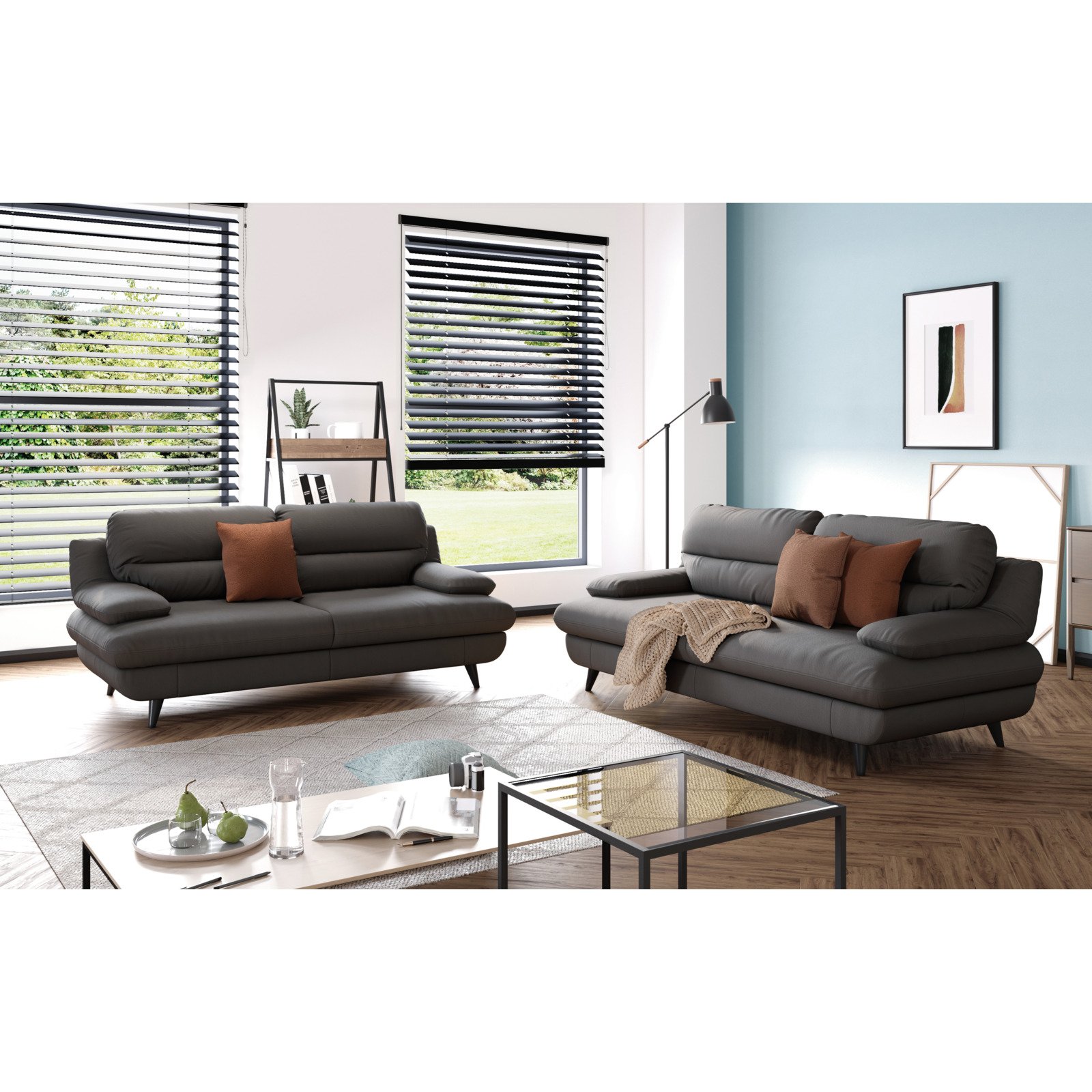 3er-Sofa Pike Leder fango