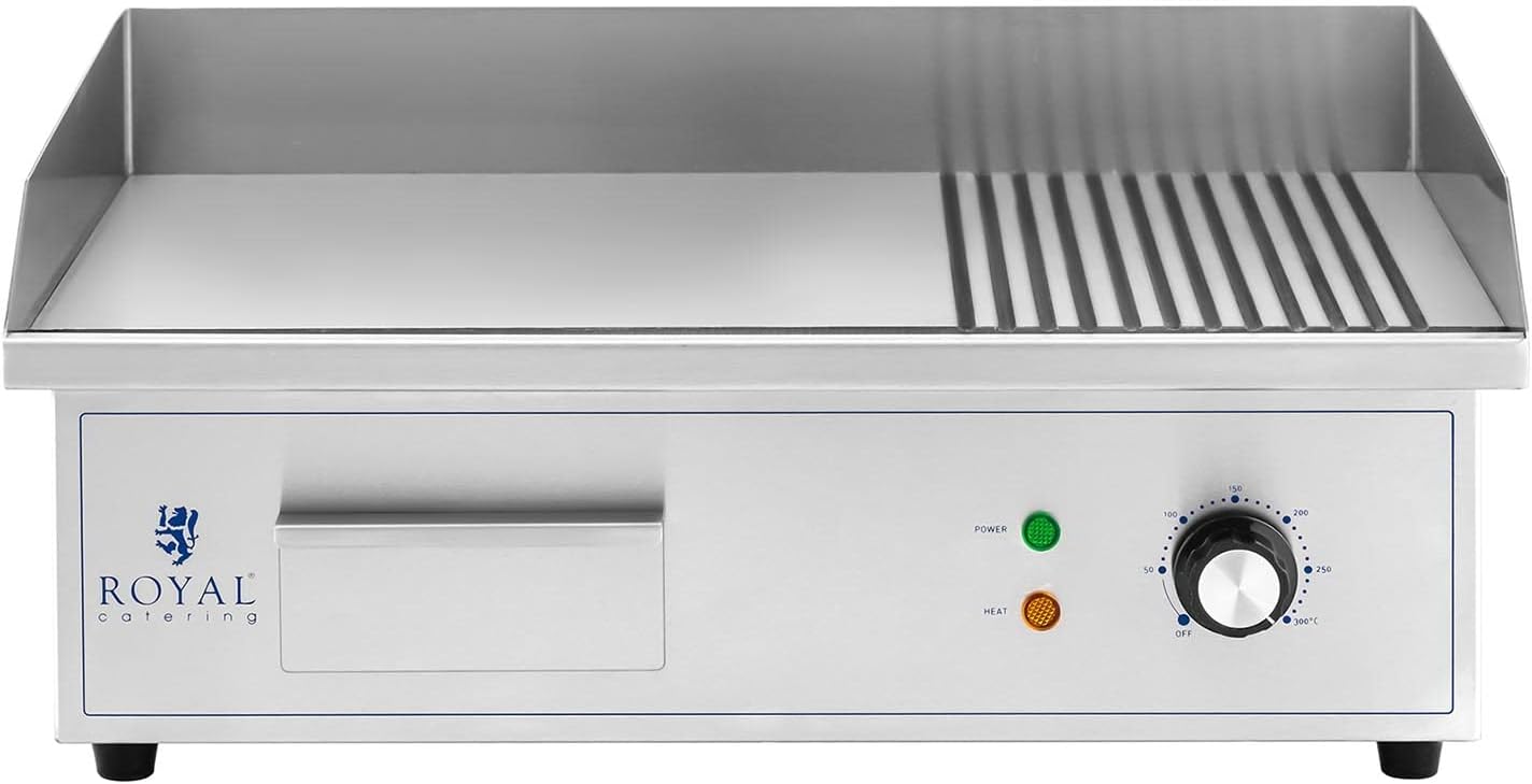 Royal Catering RCPG42-M Elektro Grillplatte 548 x 350 mm gerippt und glatt 3.000 W Elektrogrill Grillplatte Elektro Grill