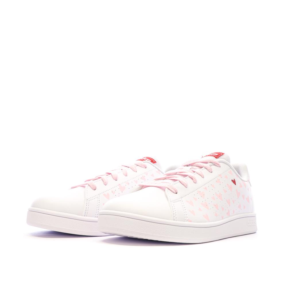 Adidas Baskets Blanches/Roses Fille Adidas Advantage IE0242