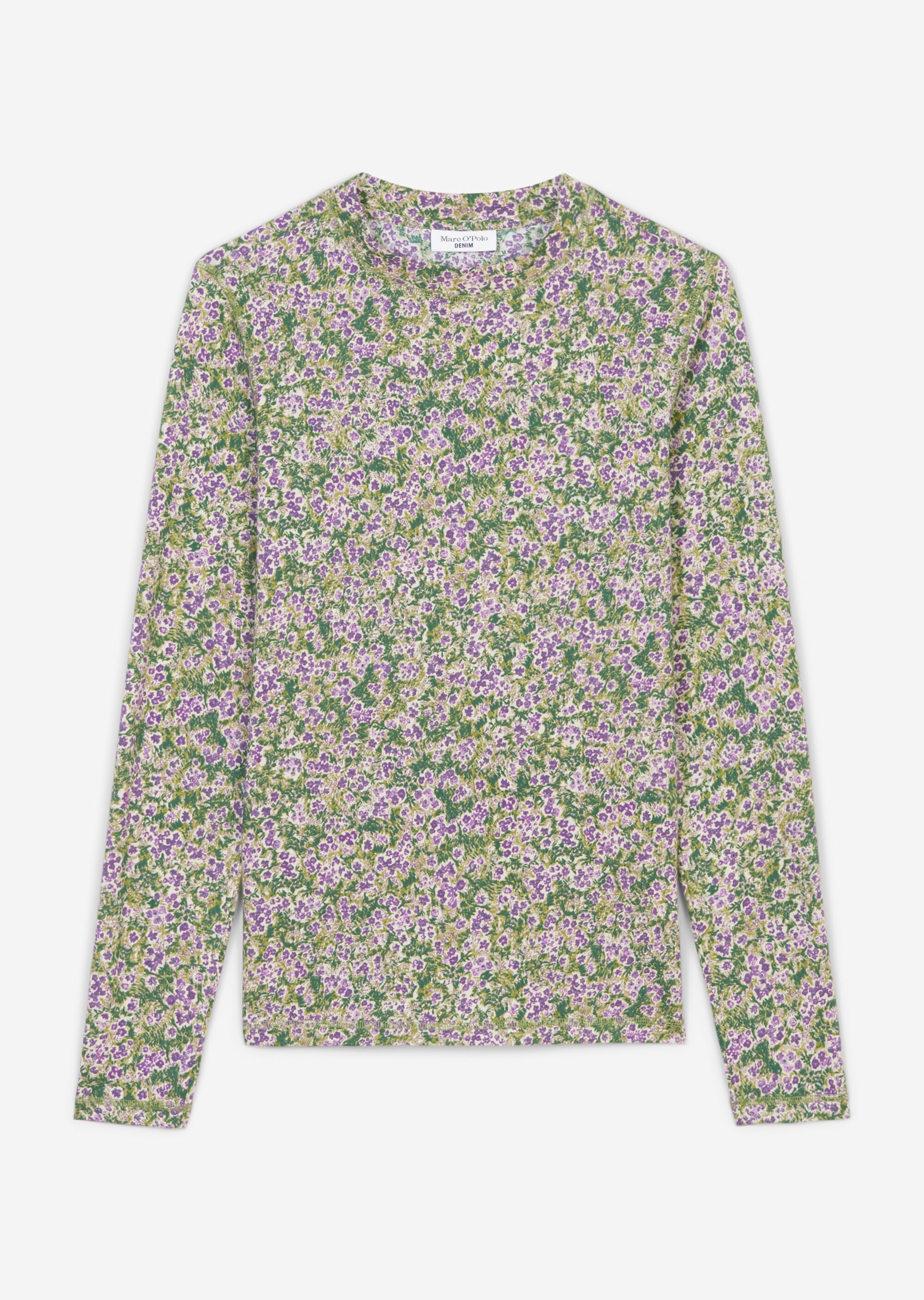 Gemustertes Longsleeve slim aus bedrucktem Light Weight Jersey