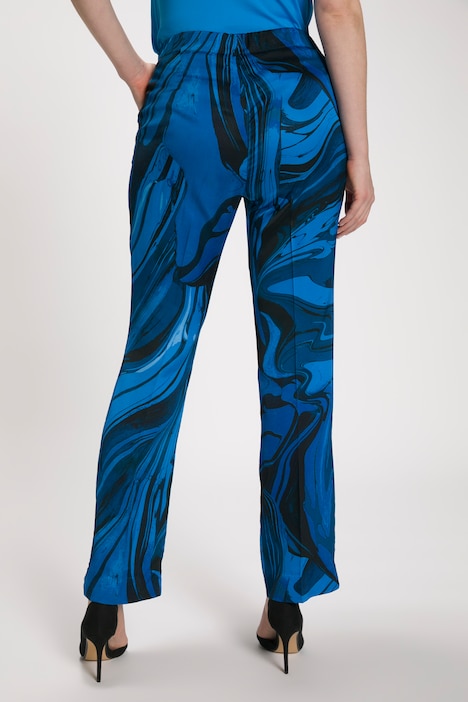 Hose, Marmor-Design, Bundfalte, ausgestellter Saum