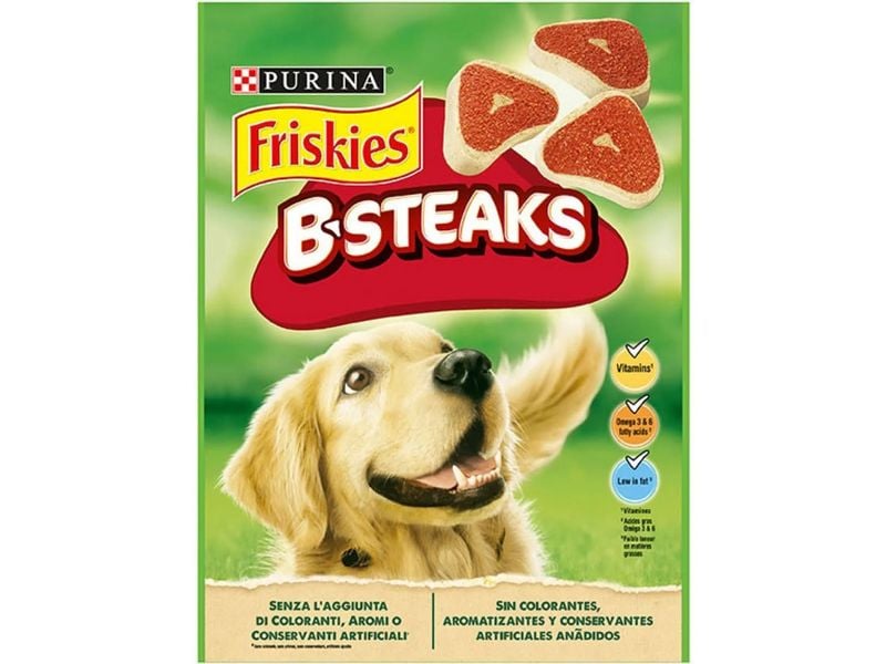 Purina Friskies B-Steaks Snacks 150 g Leckere Hundesnacks in Steakform, reich an Omega 3 und 6, mit Vitaminen und Antioxidantien