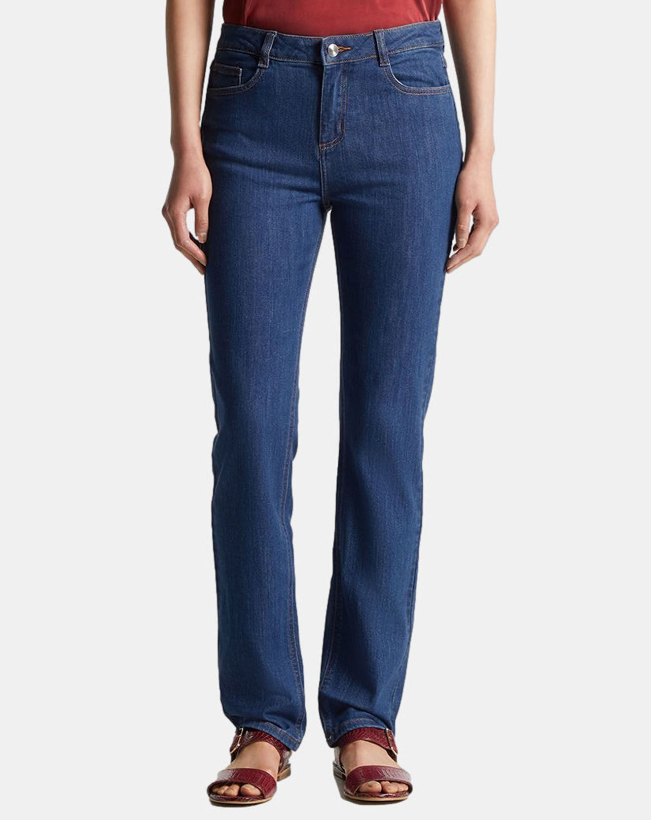 Galeries Lafayette Jean droit en Toile de Coton Grégoire bleu moyen