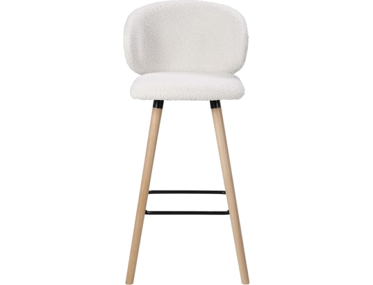CONCEPT1 - Tabouret de bar Tiago blanc effet laine bouclette (bar)
